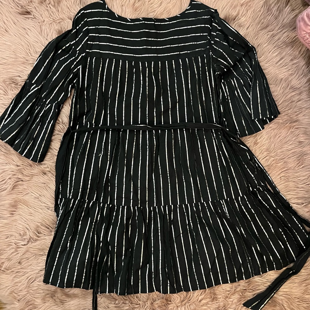 Striped Black & Silver Holiday Dress - Picture 5 of 5